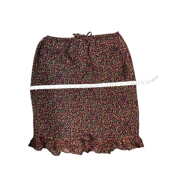 Allison Taylor pure silk fully lined flutter ruffle hem abstract print skirt - Picture 9 of 12